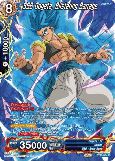 SSB Gogeta Blistering Barrage Silver Foil BT20-034 Power Absorbed Dragonball Super card