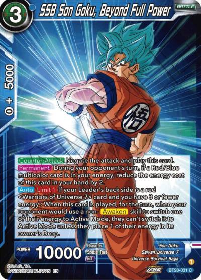 SSB Son Goku Beyond Full Power Foil BT20-031 Power Absorbed Dragonball Super card