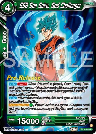 SSB Son Goku God Challenger BT26-068 Ultimate Advent Pre-Release Cards Dragonball Super card