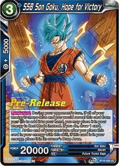 SSB Son Goku Hope for Victory BT10-036 Rise of the Unison Warrior Pre-Release Cards Dragonball Super card
