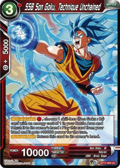 SSB Son Goku Technique Unchained BT11-006 Vermilion Bloodline Dragonball Super card