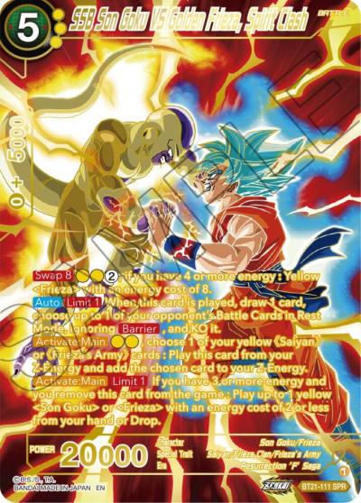 SSB Son Goku VS Golden Frieza Spirit Clash SPR BT21-111 Wild Resurgence Dragonball Super card
