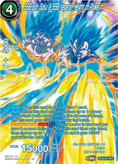 SSB Son Goku and SSB Vegeta Height of Power SPR BT26-041 Ultimate Advent Dragonball Super card