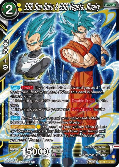 SSB Son Goku and SSB Vegeta Rivalry BT21-110 Wild Resurgence Dragonball Super card
