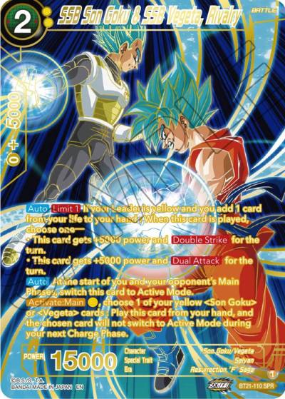SSB Son Goku and SSB Vegeta Rivalry SPR BT21-110 Wild Resurgence Dragonball Super card