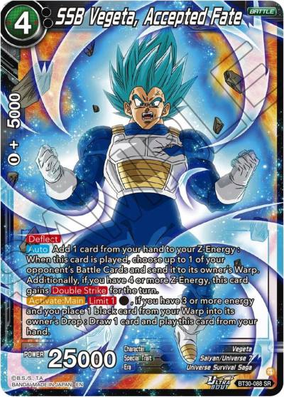 SSB Vegeta Accepted Fate BT30-088 Three Glorious Fighters Dragonball Super card