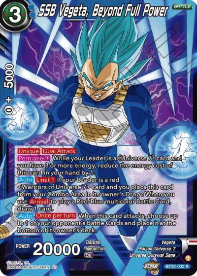 SSB Vegeta Beyond Full Power BT20-032 Power Absorbed Dragonball Super card