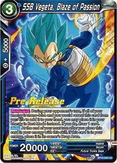 SSB Vegeta Blaze of Passion BT10-040 Rise of the Unison Warrior Pre-Release Cards Dragonball Super card