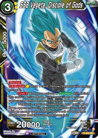 SSB Vegeta Disciple of Gods P-449 Tournament Promotion Cards Dragonball Super card