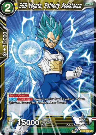 SSB Vegeta Fatherly Assistance BT16-078 Realm of the Gods Dragonball Super card