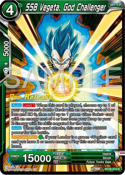 SSB Vegeta God Challenger BT26-072 Ultimate Advent Pre-Release Cards Dragonball Super card