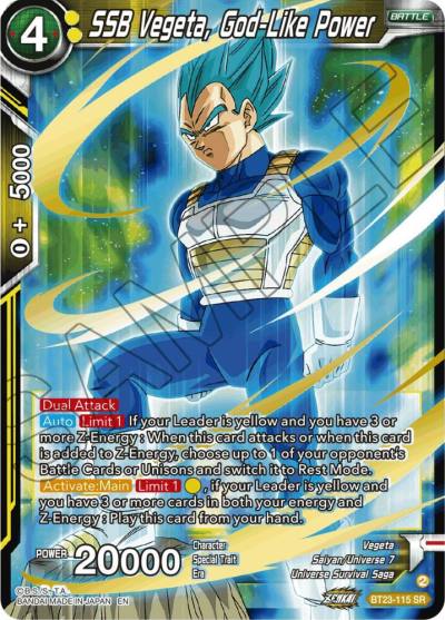 SSB Vegeta God Like Power BT23-115 Perfect Combination Dragonball Super card