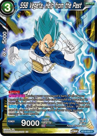 SSB Vegeta Help from the Past BT18-055 Dawn of the Z-Legends Dragonball Super card