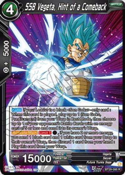 SSB Vegeta Hint of a Comeback BT29-095 Fearsome Rivals Dragonball Super card