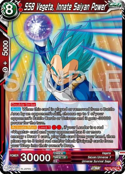 SSB Vegeta Innate Saiyan Power BT27-020 History of Z Dragonball Super card