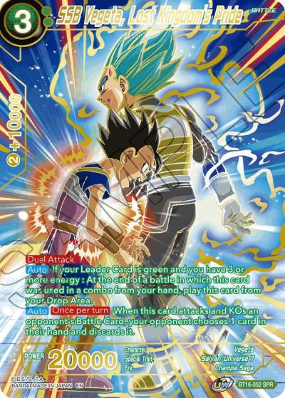 SSB Vegeta Lost Kingdoms Pride SPR BT16-052 Realm of the Gods Dragonball Super card