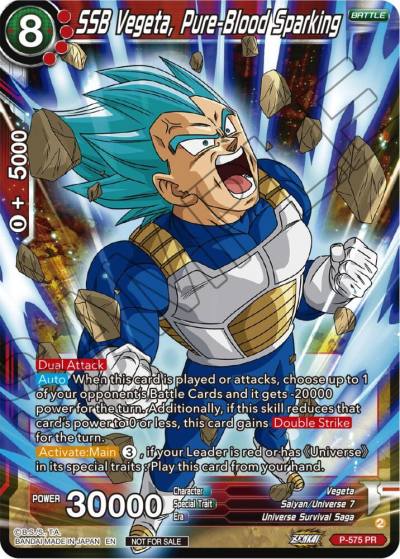 SSB Vegeta Pure Blood Sparking Zenkai Series Tournament Pack Vol7 P-575 Tournament Promotion Cards Dragonball Super card