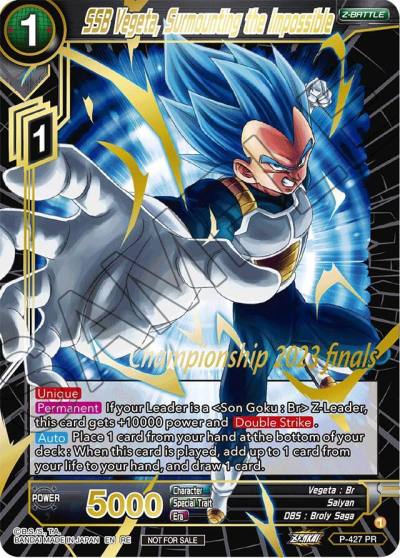 SSB Vegeta Surmounting the Impossible 2023 Championship Finals Celebration Pack Deluxe Set P-427 Tournament Promotion Cards Dragonball Super card