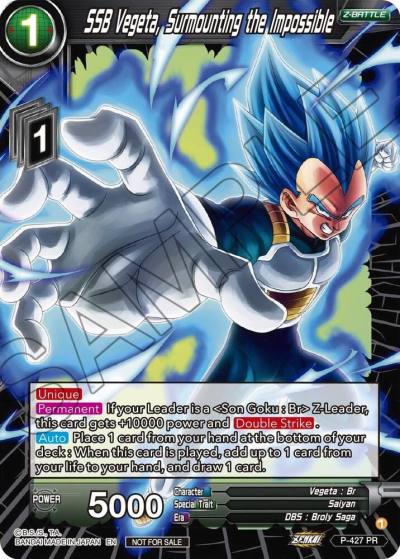 SSB Vegeta Surmounting the Impossible P-427 Promotion Cards Dragonball Super card