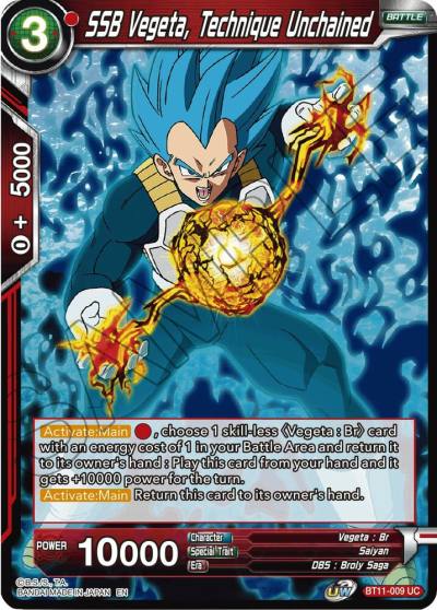 SSB Vegeta Technique Unchained BT11-009 Vermilion Bloodline Dragonball Super card