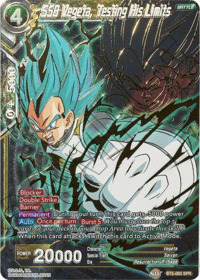 SSB Vegeta Testing His Limits SPR BT5-083 Miraculous Revival Dragonball Super card