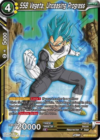 SSB Vegeta Unceasing Progress Foil BT21-112 Wild Resurgence Dragonball Super card
