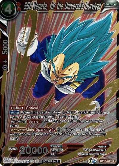 SSB Vegeta for the Universes Survival Event Pack 09 Alternate Foil BT16-012 Tournament Promotion Cards Dragonball Super card