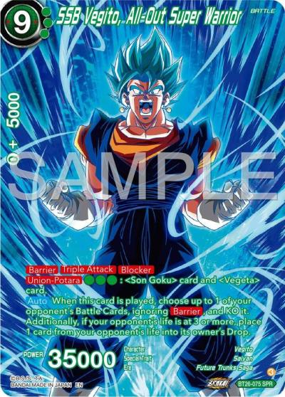SSB Vegito All Out Super Warrior SPR BT26-075 Ultimate Advent Dragonball Super card