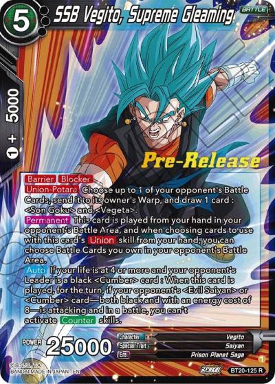 SSB Vegito Supreme Gleaming BT20-125 Power Absorbed Pre-Release Cards Dragonball Super card