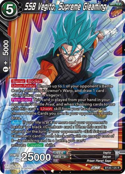 SSB Vegito Supreme Gleaming BT20-125 Power Absorbed Dragonball Super card
