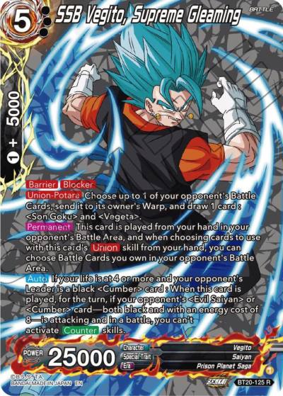 SSB Vegito Supreme Gleaming Silver Foil BT20-125 Power Absorbed Dragonball Super card