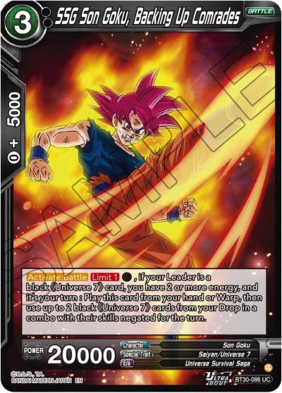 SSG Son Goku Backing Up Comrades BT30-086 Three Glorious Fighters Dragonball Super card