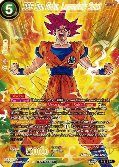 SSG Son Goku Legendary Spirit Gold Stamped P-312 Promotion Cards Dragonball Super card