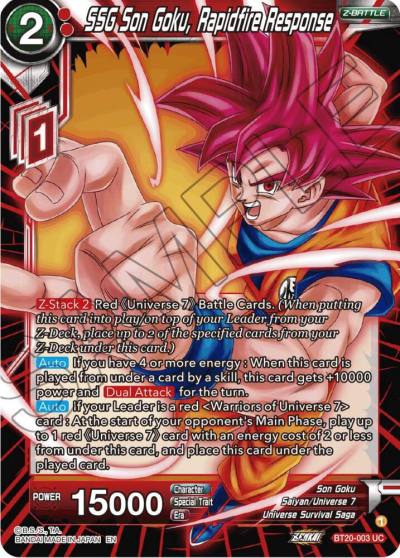 SSG Son Goku Rapidfire Response Foil BT20-003 Power Absorbed Dragonball Super card
