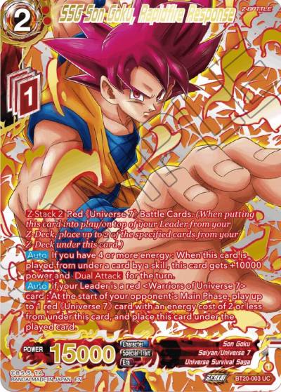 SSG Son Goku Rapidfire Response Gold Stamped BT20-003 Power Absorbed Dragonball Super card