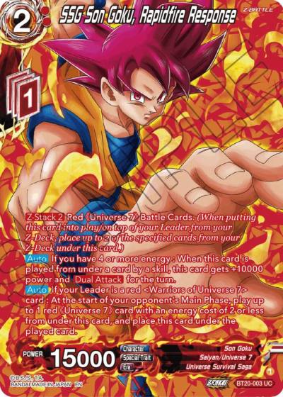 SSG Son Goku Rapidfire Response Silver Foil BT20-003 Power Absorbed Dragonball Super card