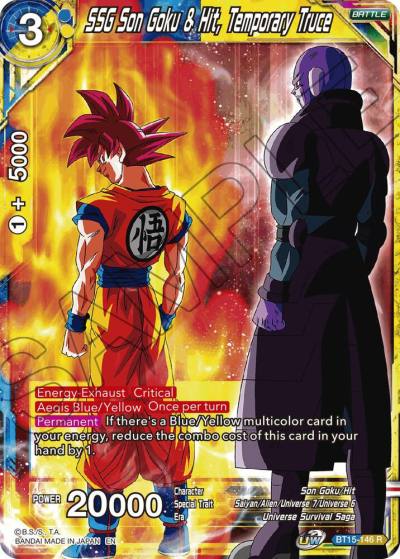 SSG Son Goku and Hit Temporary Truce Foil BT15-146 Saiyan Showdown Dragonball Super card