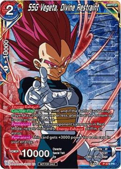 SSG Vegeta Divine Restraint Tournament Pack Vol 7 Winner P-376 Tournament Promotion Cards Dragonball Super card