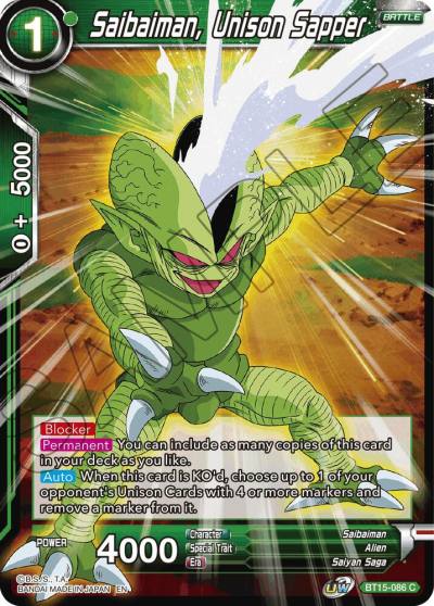 Saibaiman Unison Sapper BT15-086 Saiyan Showdown Dragonball Super card