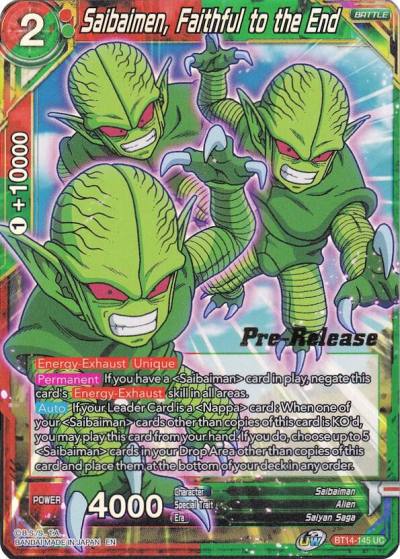 Saibaimen Faithful to the End BT14-145 Cross Spirits Pre-Release Cards Dragonball Super card