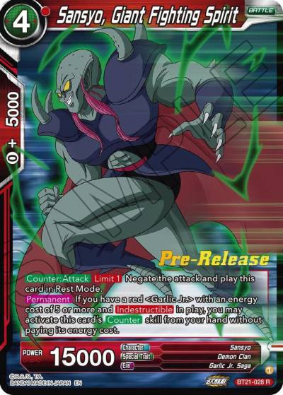 Sansyo Giant Fighting Spirit BT21-028 Wild Resurgence Pre-Release Cards Dragonball Super card