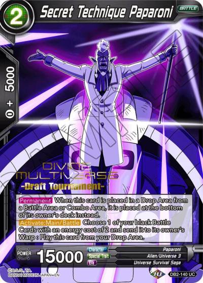 Secret Technique Paparoni Divine Multiverse Draft Tournament DB2-140 Tournament Promotion Cards Dragonball Super card
