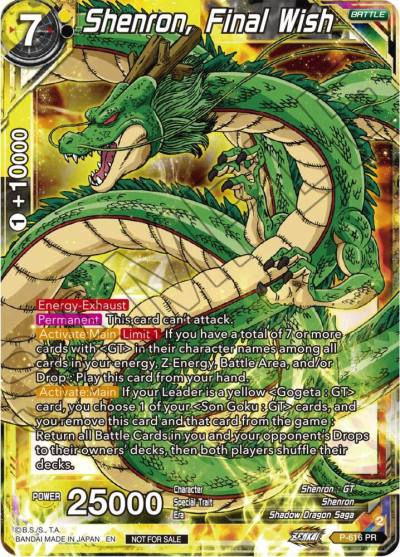 Shenron Final Wish Zenkai Series Tournament Pack Vol8 P-616 Tournament Promotion Cards Dragonball Super card