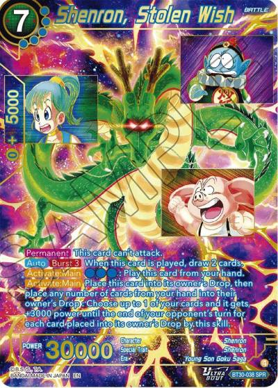 Shenron Stolen Wish SPR BT30-038 Three Glorious Fighters Dragonball Super card