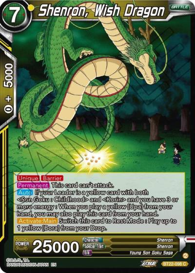 Shenron Wish Dragon BT22-098 Critical Blow Dragonball Super card