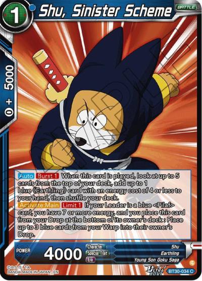 Shu Sinister Scheme BT30-034 Three Glorious Fighters Dragonball Super card