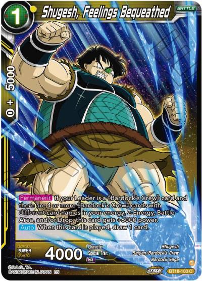 Shugesh Feelings Bequeathed Foil BT18-103 Dawn of the Z-Legends Dragonball Super card