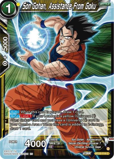 Son Gohan Assistance From Goku BT23-114 Perfect Combination Dragonball Super card