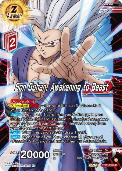 Son Gohan Awakening to Beast Foil BT22-003 Critical Blow Dragonball Super card