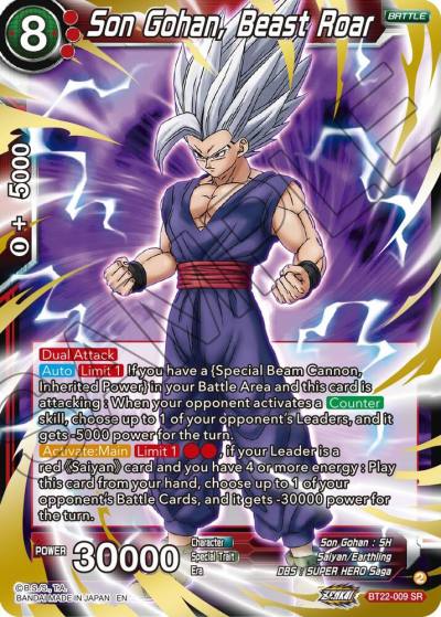 Son Gohan Beast Roar BT22-009 Critical Blow Dragonball Super card